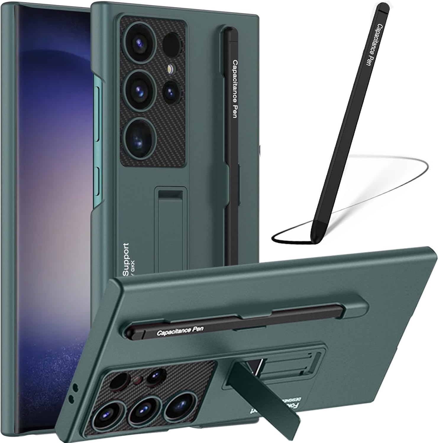 Samsung Galaxy S24 Ultra Super Slim Hard PC Light Weight with Kickstand S Pen, Hard Protective Cover Green