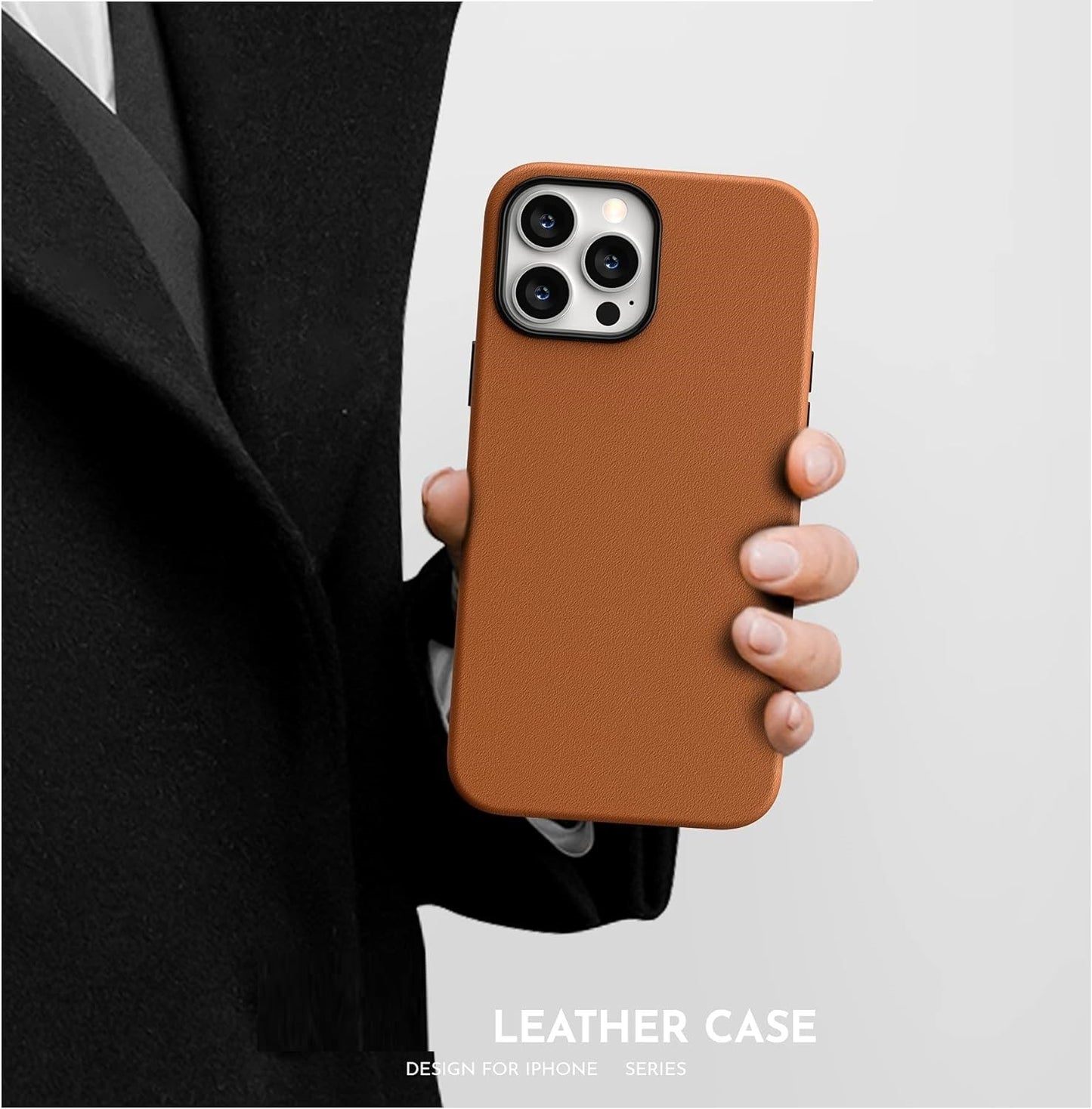 iPhone 14 Plus Genuine Leather Case - Dark Brown