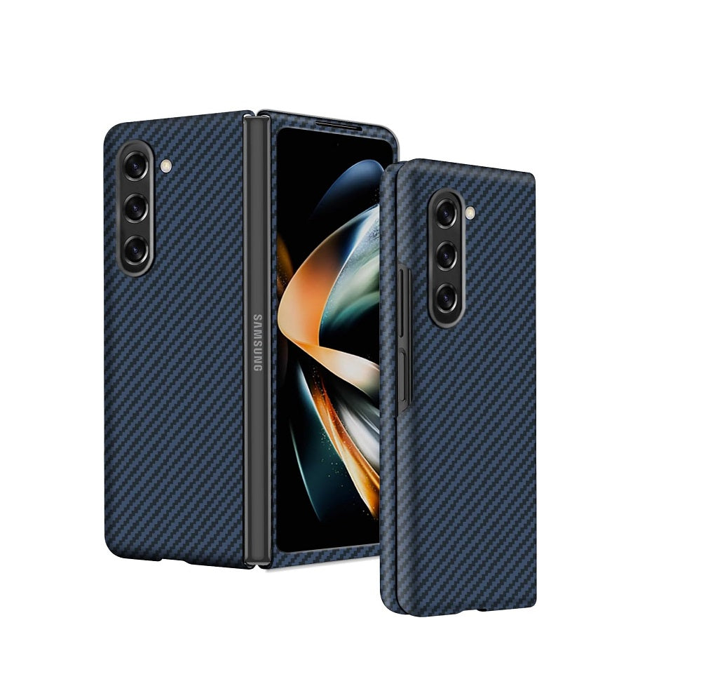 Samsung Galaxy Z Fold 5 Carbon Fiber Real Aramid Kevilar Case-Blue
