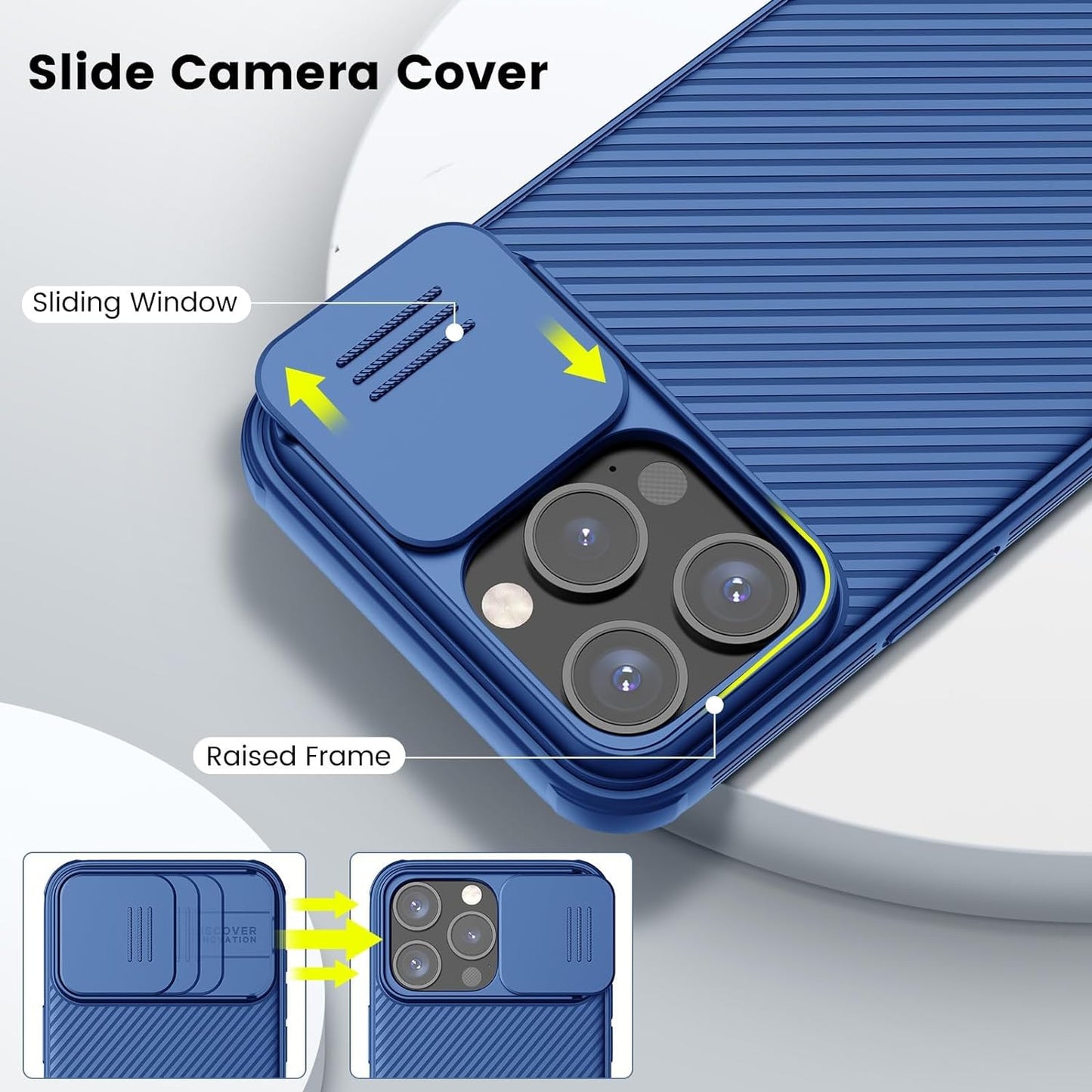 iPhone 15 Pro Max Original Cam-Shield Camera Slider (Shutter) Double Layered Protection TPU + PC - Blue