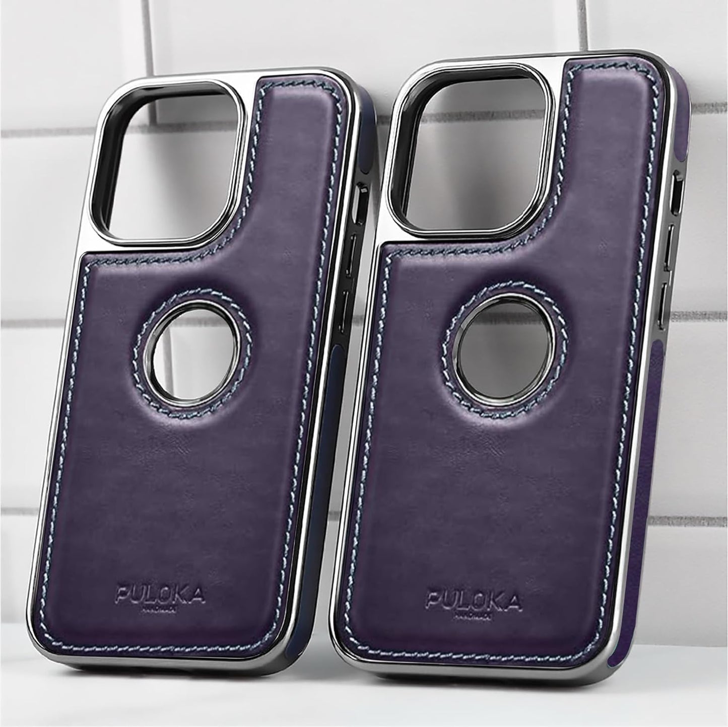 iPhone 15 Pro Leather Case Original Luxurious Premium Quality leather Case- Purple
