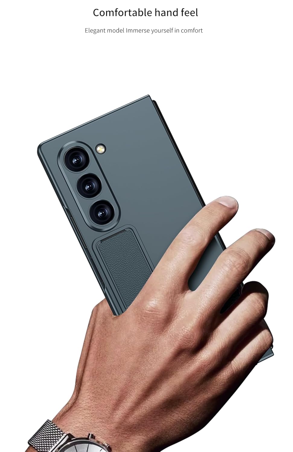Samsung Galaxy Z Fold 6 GKK Ultra Thin Case with Foldable Kick Stand Front in-Built Glass - Titanium