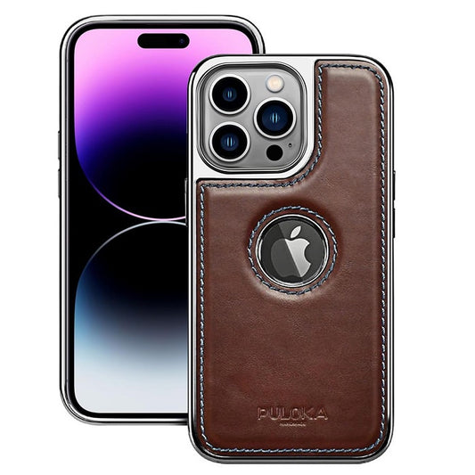 iPhone 15 Plus Leather Case Original Luxurious Premium Quality leather Case- Coffee Brown