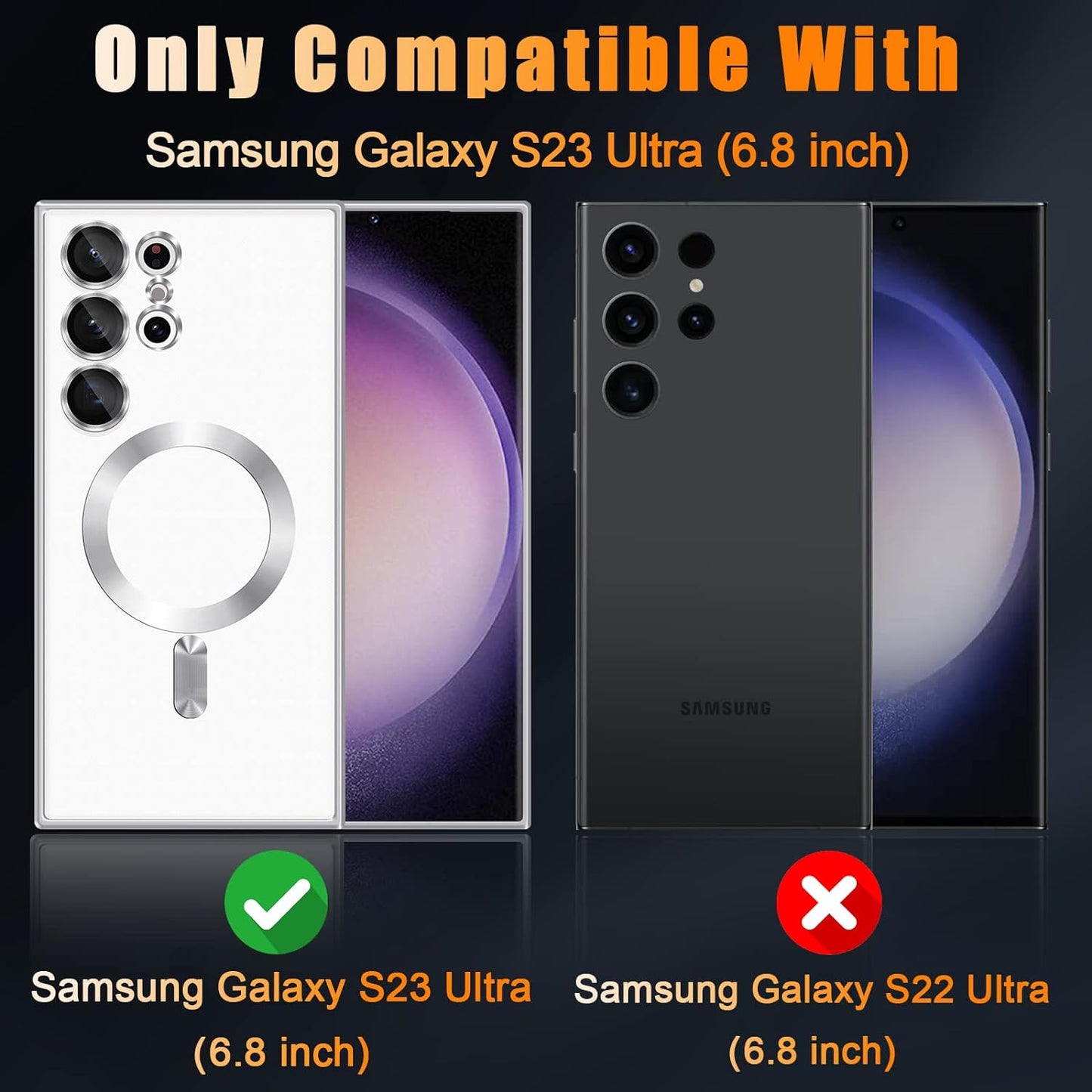 Samsung Galaxy S24 Ultra Transparent Electroplating MagSafe Case with Camera Protection