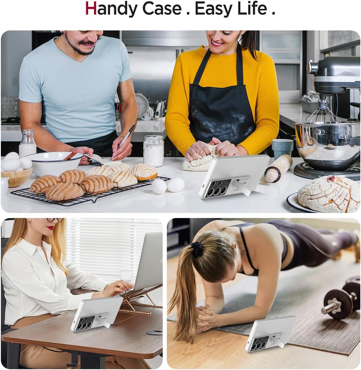 Samsung Galaxy S25 Ultra Matte Finish Kickstand Case, GKK Hard Shell PC Case with Invisible Stand - Silver