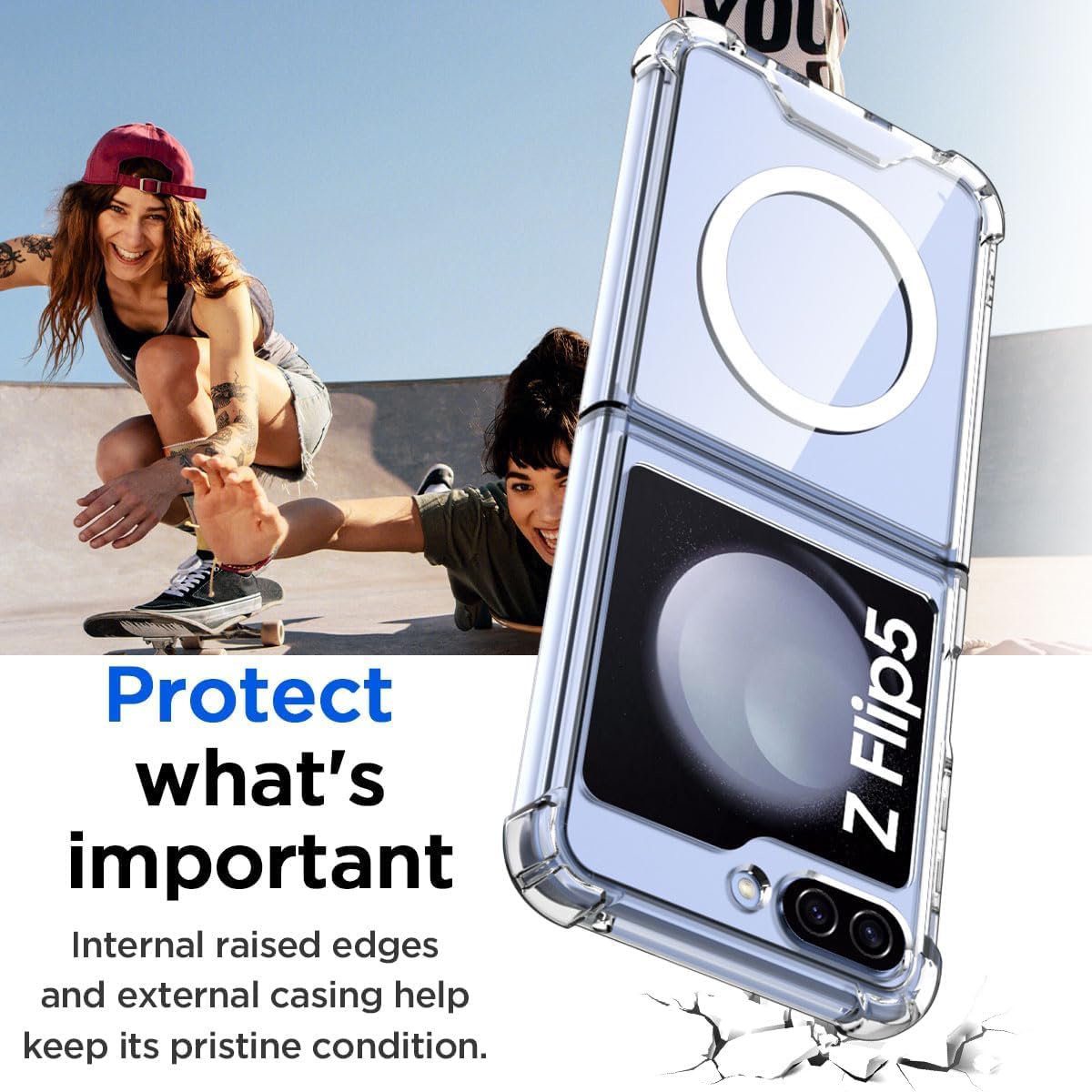 Samsung Galaxy Z Flip 5 Anti-Knock TPU Transparent MagSafe Case