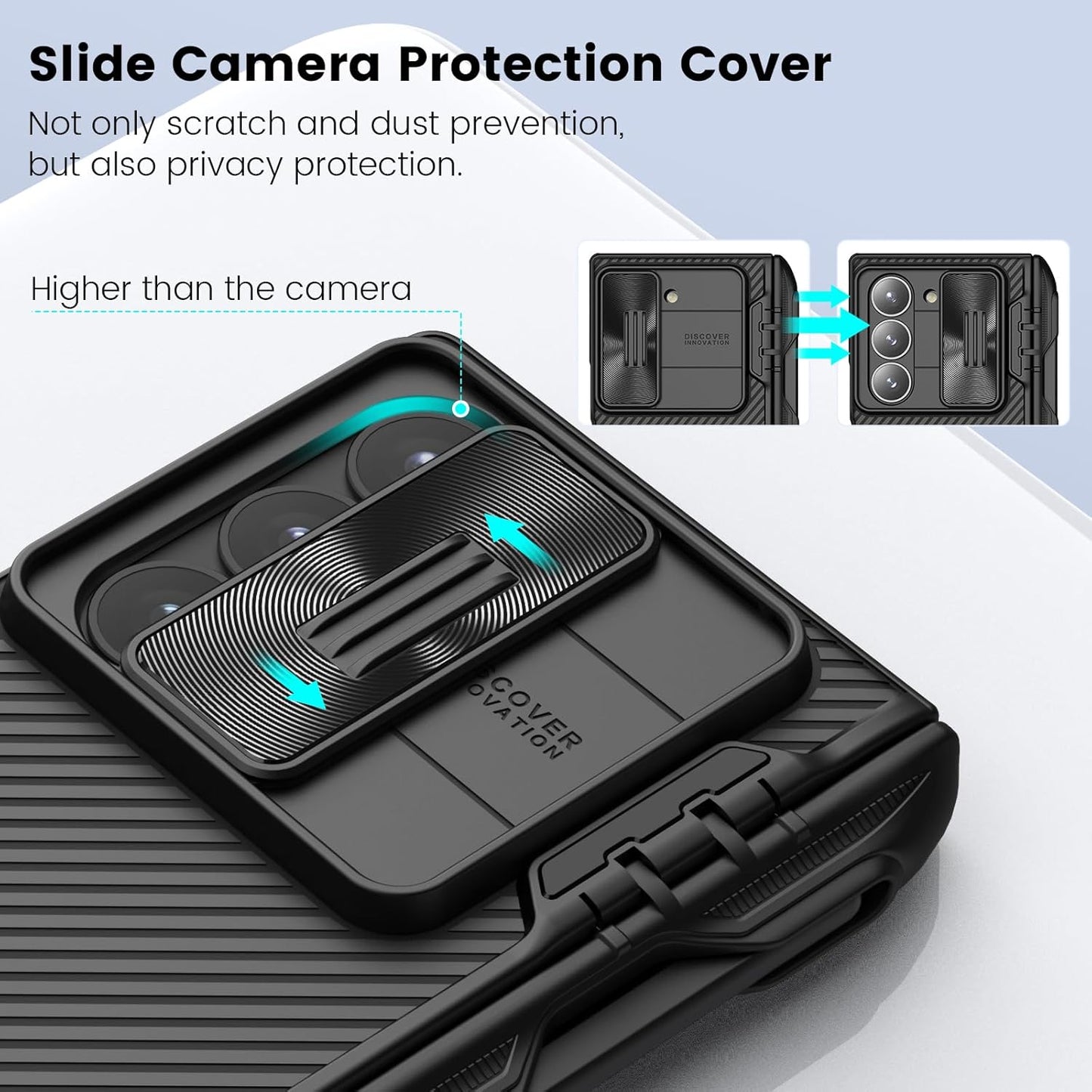 Samsung Galaxy Z Fold 6 Nillkin Cam-Shield Pro with S Pen Holder & Hinge Protection Hidden Kickstand Slide Camera Cover - Black