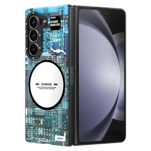 Samsung Galaxy Z Fold6 Youngkit Case, Technology Series Translucent Matte Hard Back Cover with Magsafe - Blue