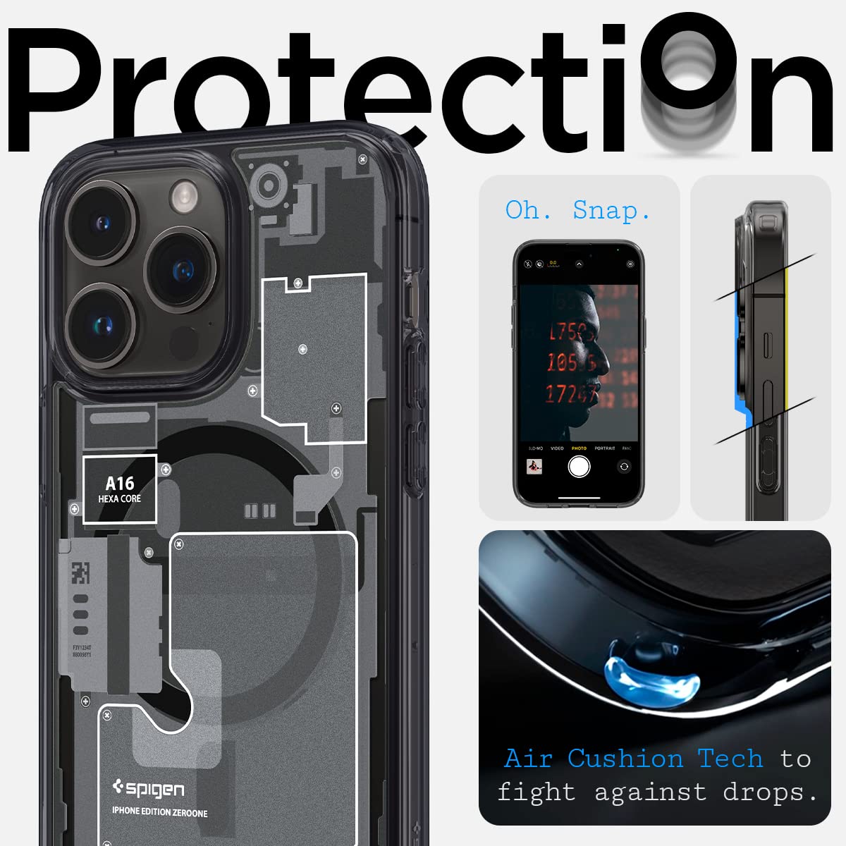 iPhone 14 Pro Max Ultra Hybrid (TPU + Poly Carbonate) Zero One Case With Magsafe - Black