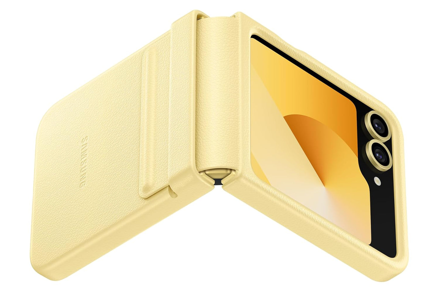 Samsung Galaxy Z Flip 6 Leather Case, Slim Leather Case Soft Inside with Hinge Protection - Yellow