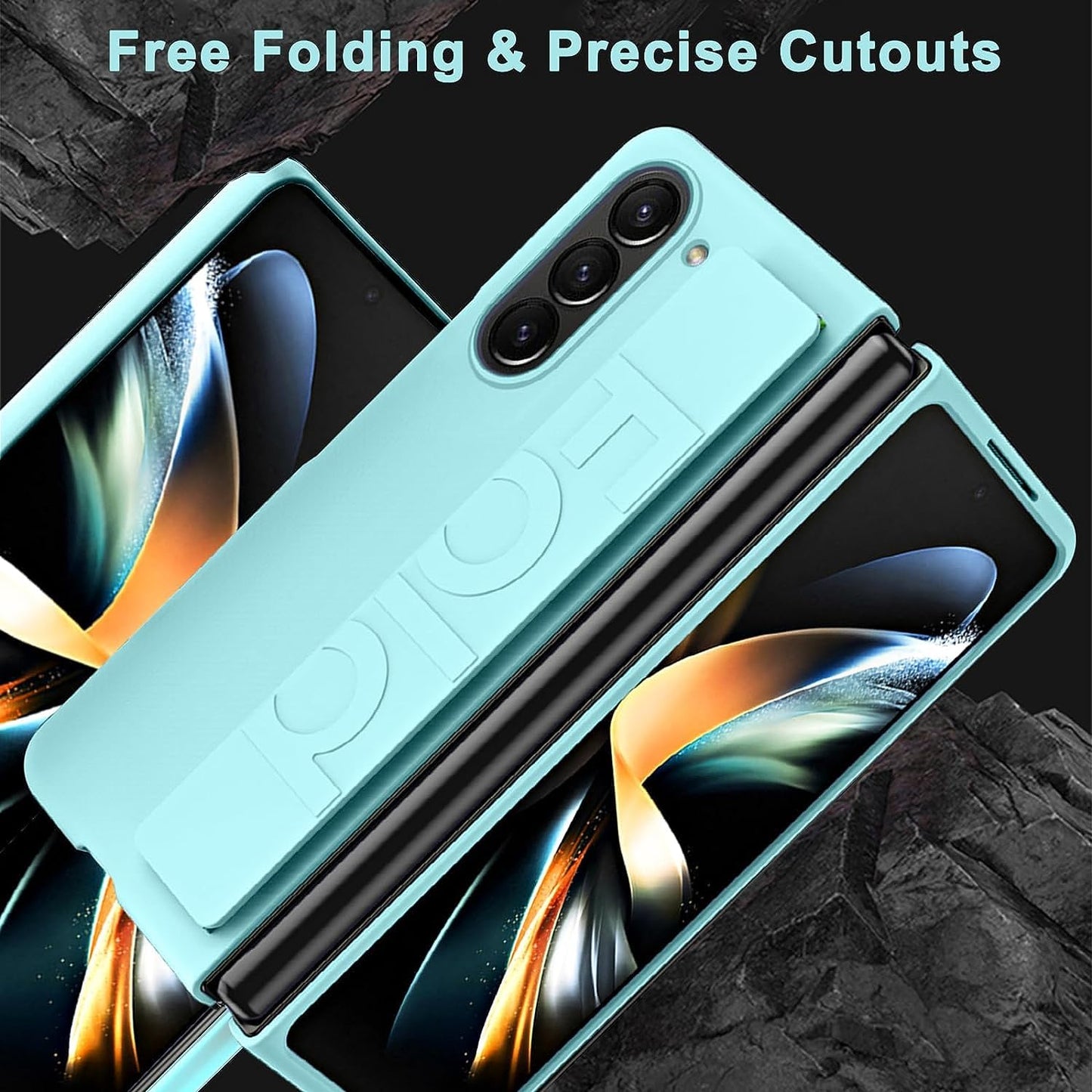 Samsung Galaxy Z Fold 6 Luxury Hard PC Shockproof Protective Case with Wristband - Mint Green