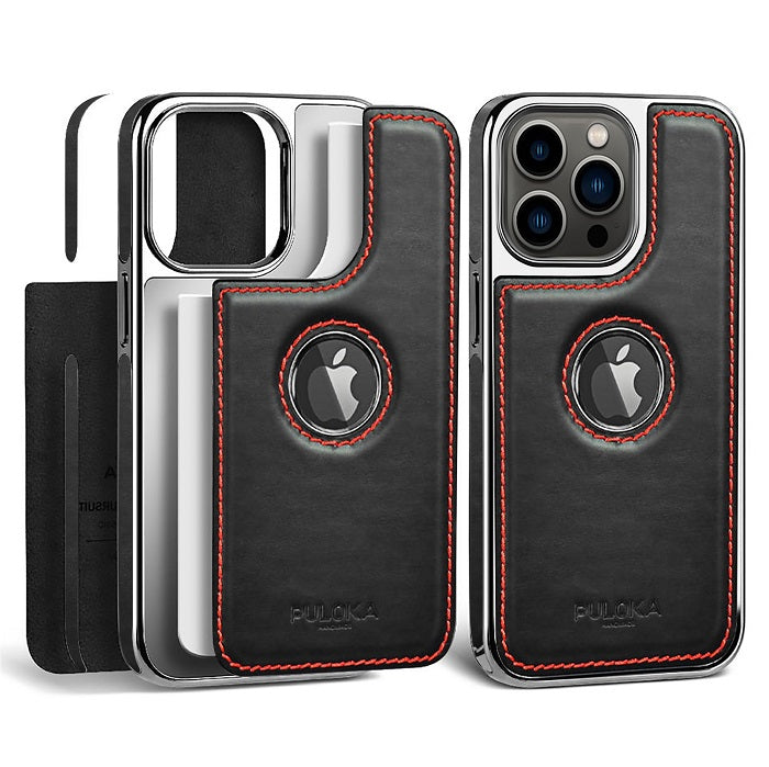 iPhone 15 Leather Case Original Luxurious Premium Quality leather Case- Black