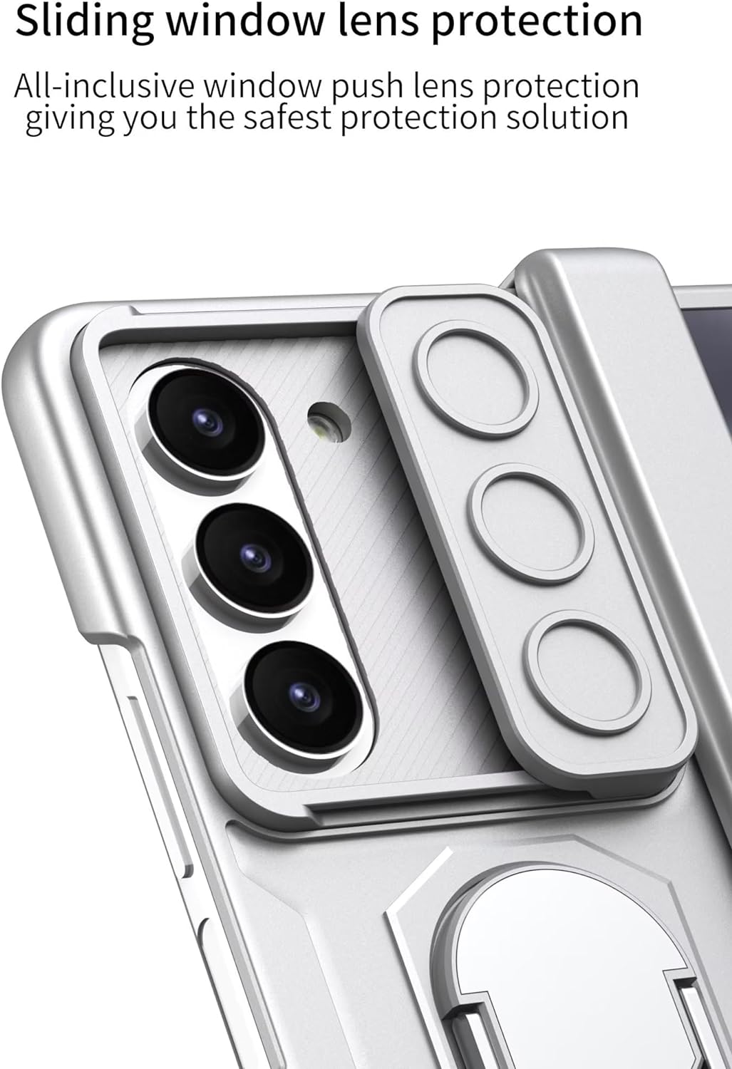 Samsung Galaxy Z Fold 5 Magnetic Hinge Protection S Pen Holder With Metal Stand Case-Black