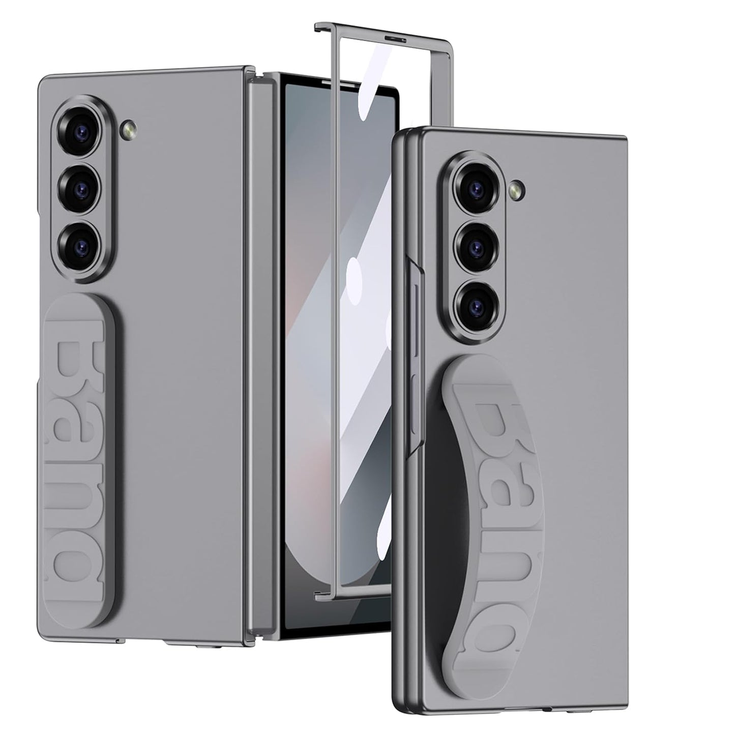 Samsung Galaxy Z Fold 6 Ultra Thin Gkk Matte Finish Hard Case with Band & Front Glass - Grey