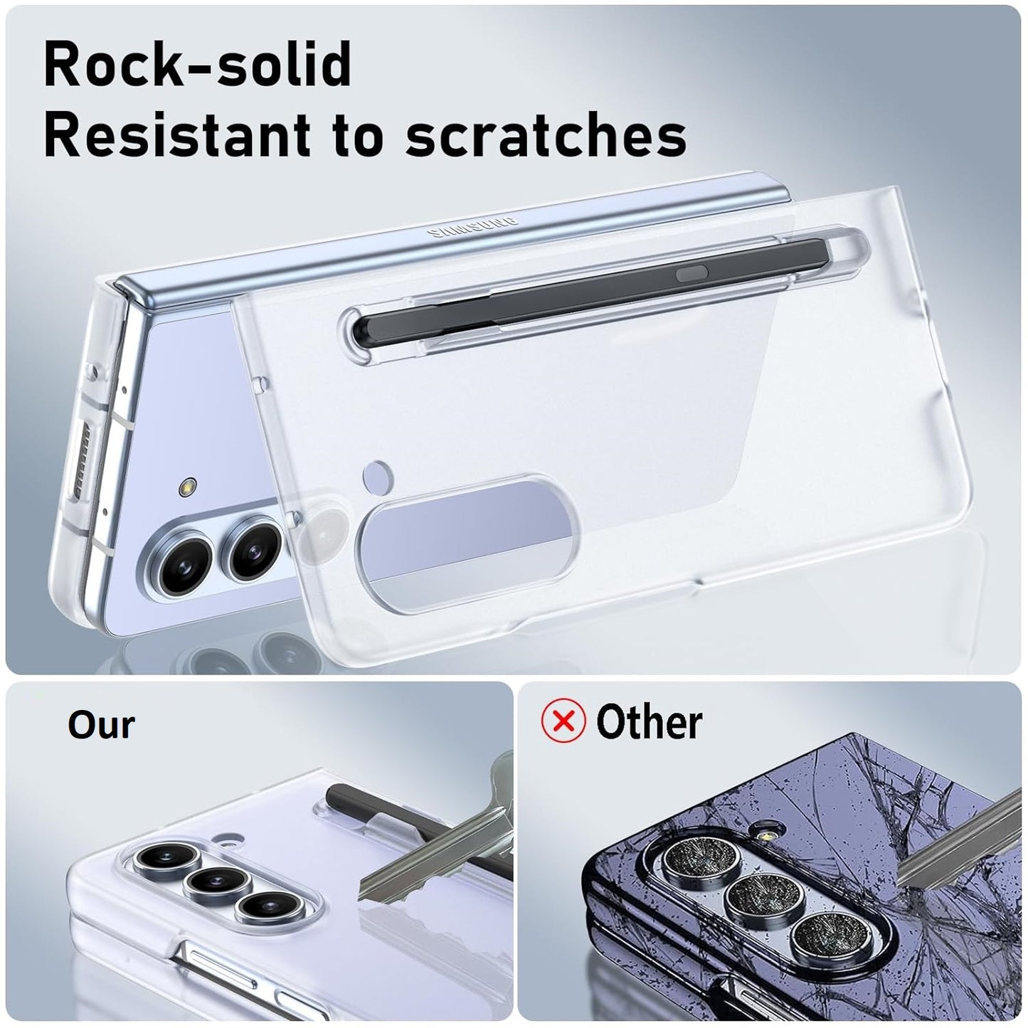 Samsung Galaxy Z Fold 6 Shockproof Transparent Bumper Case with S-Pen - Clear