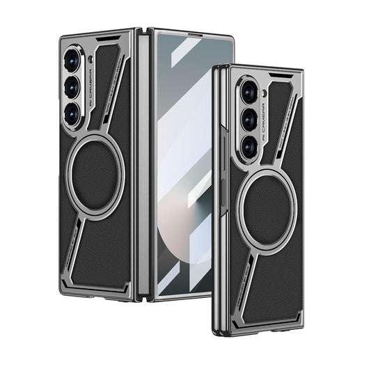 Samsung Galaxy Z Fold5 Leather Case, GKK Z Shape Leather Shockproof Case with Magsafe - Black