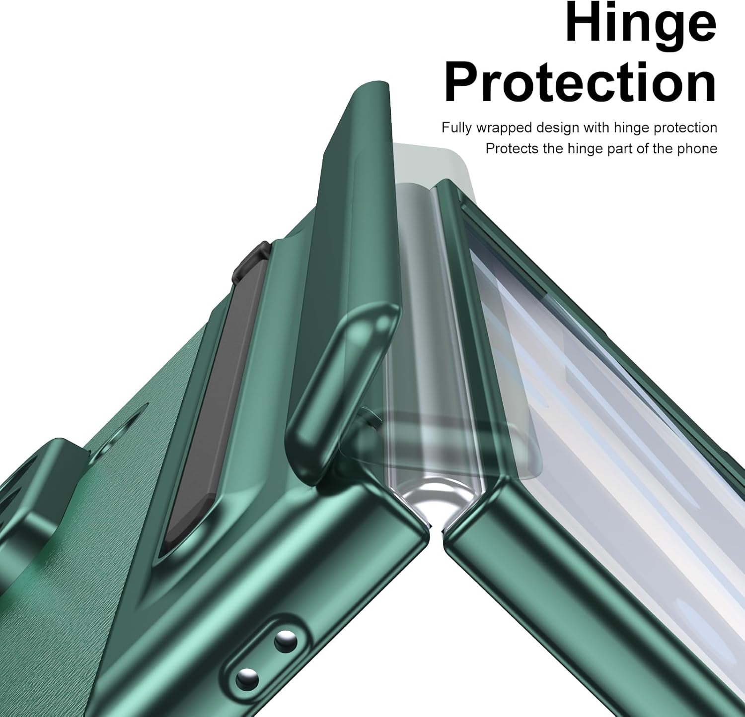 Samsung Galaxy Z Fold7 Leather Case, Electroplating S Pen Case with Kickstand & Hinge Protection - Green