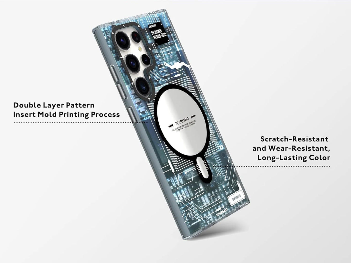 Samsung Galaxy S25 Ultra Youngkit Case, Futuristic Circuit Board Magnetic Case with Magsafe