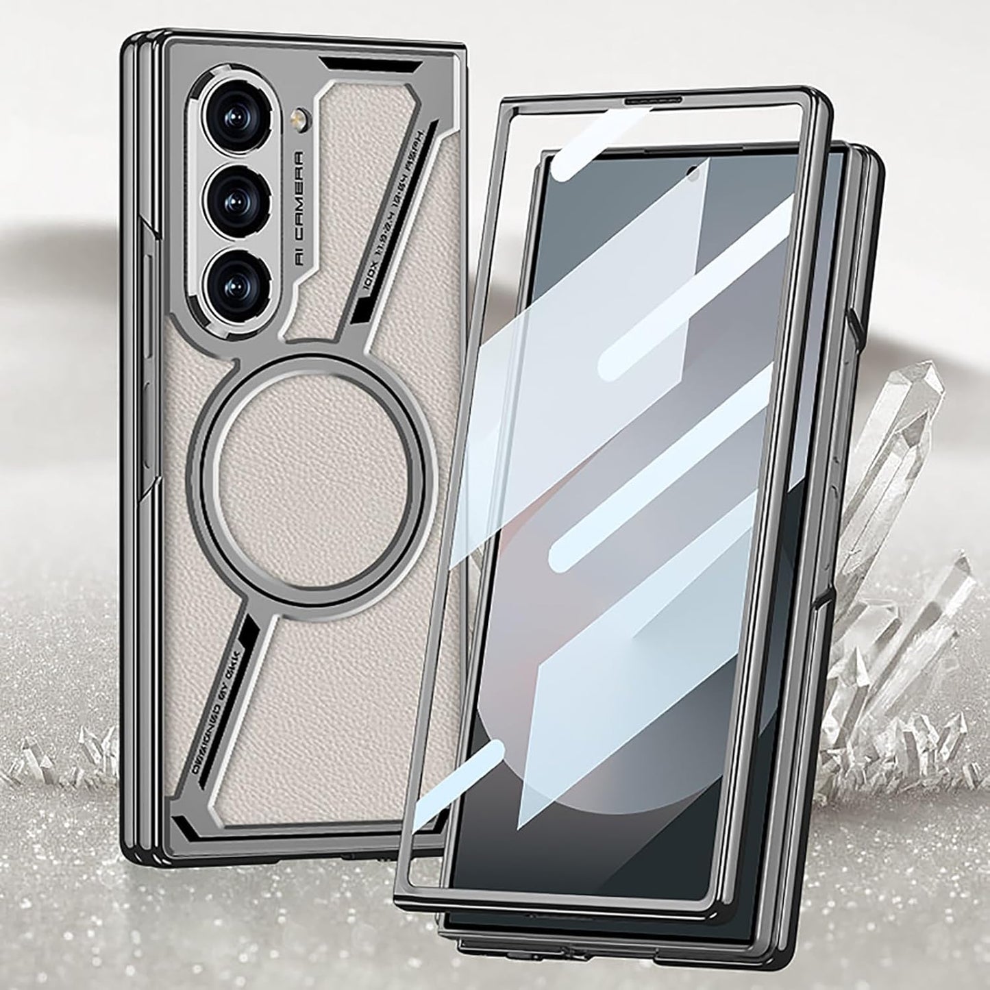 Samsung Galaxy Z Fold6 GKK Z Leather Shockproof Case with Glass