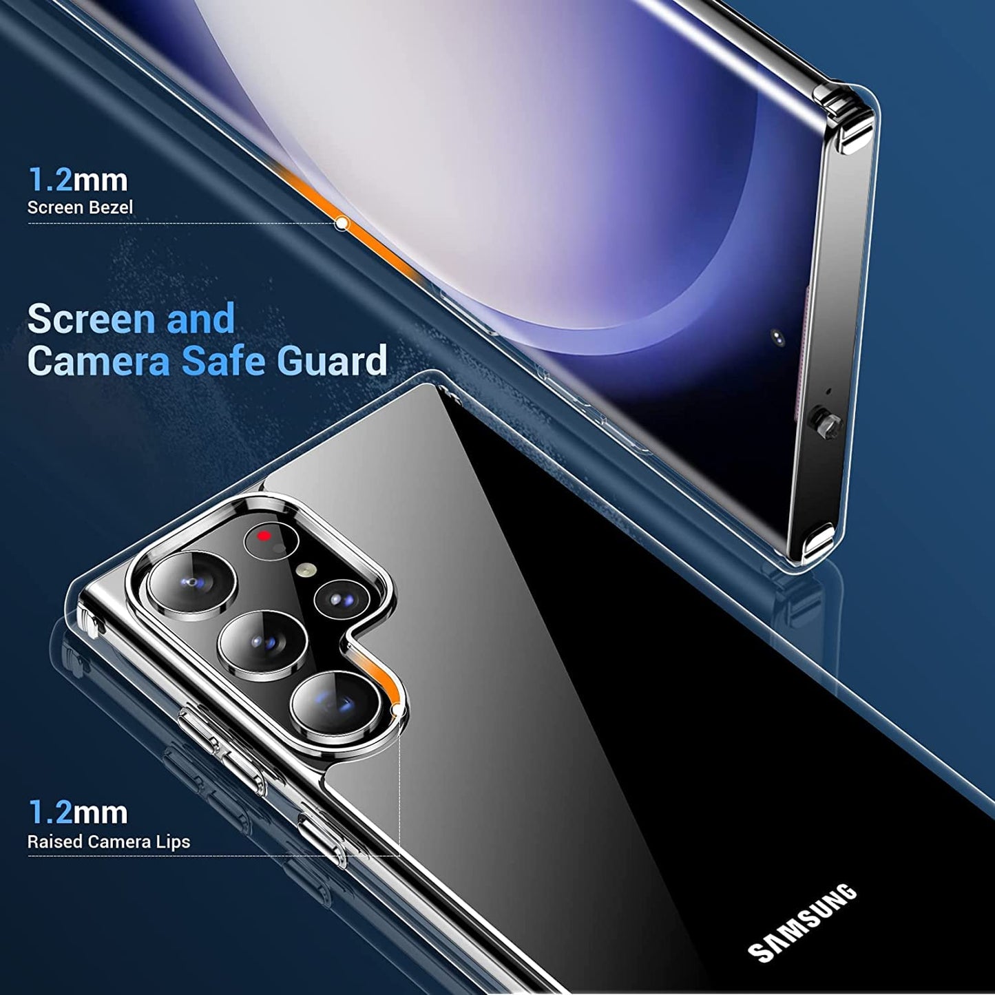 Samsung Galaxy S23 Ultra Transparent Case with Bump Camera Protection