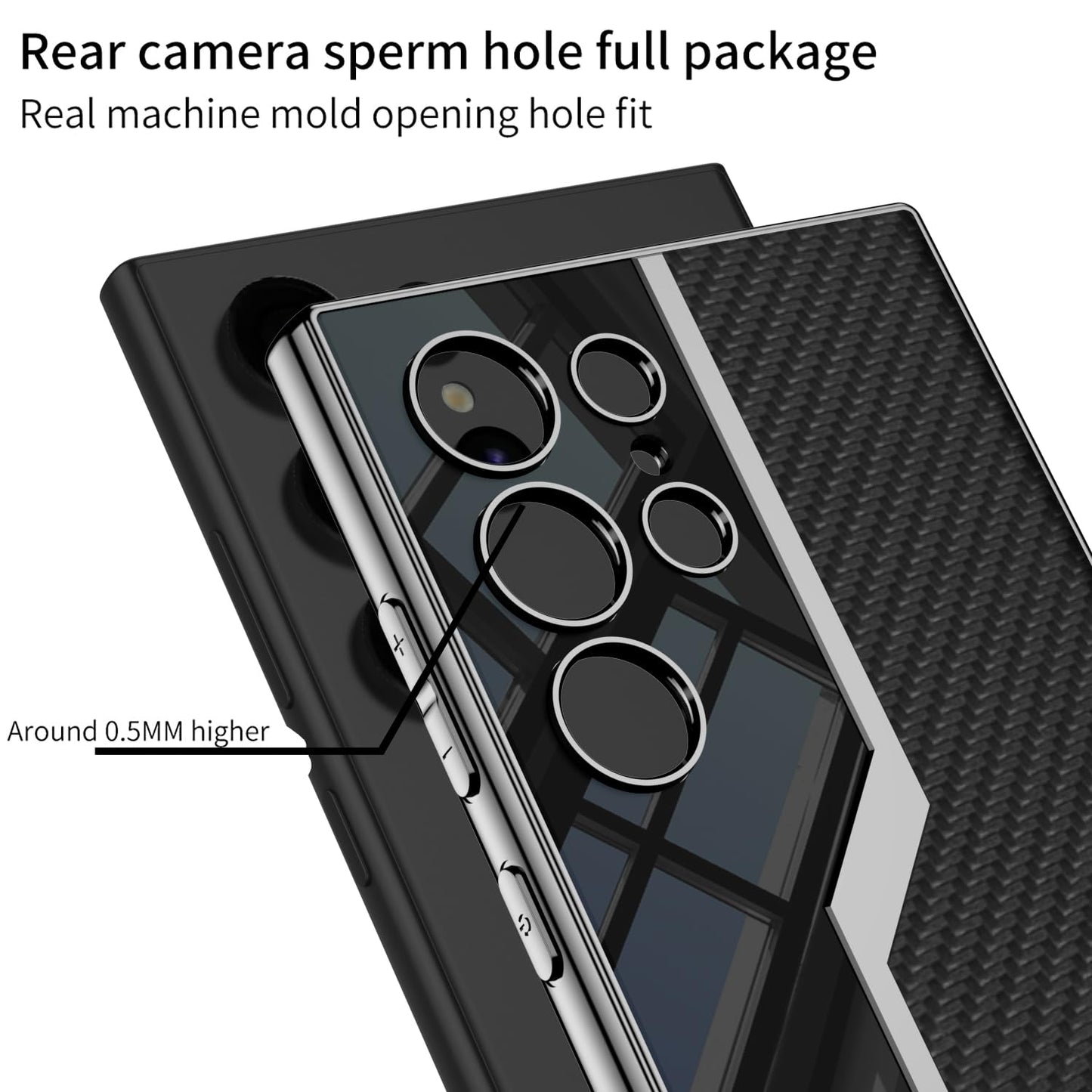 Samsung Galaxy S24 Ultra GKK Electroplated Lens Pro Case Half Leather Half Glass with Camera Protection