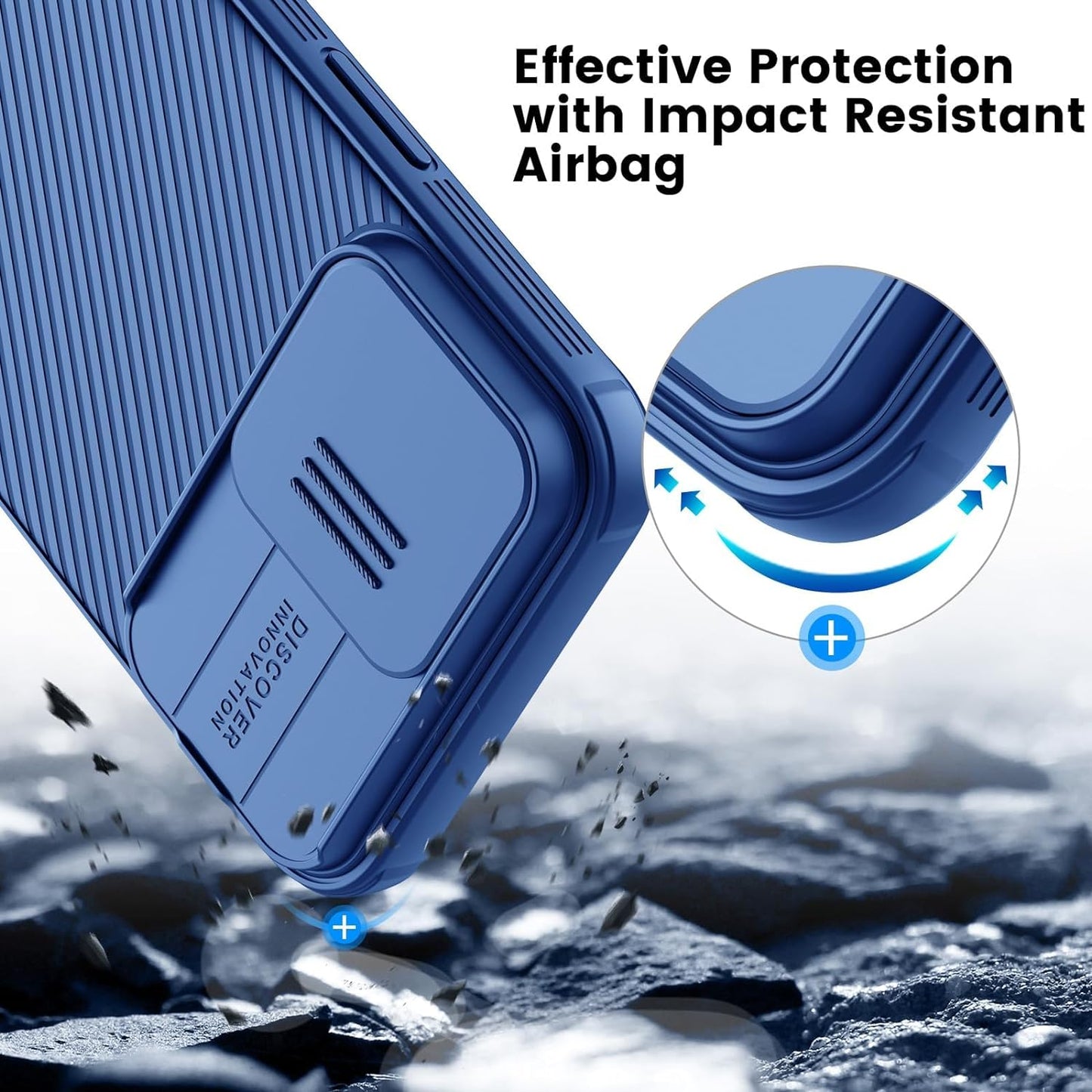 iPhone 15 Pro Max Original Cam-Shield Camera Slider (Shutter) Double Layered Protection TPU + PC - Blue