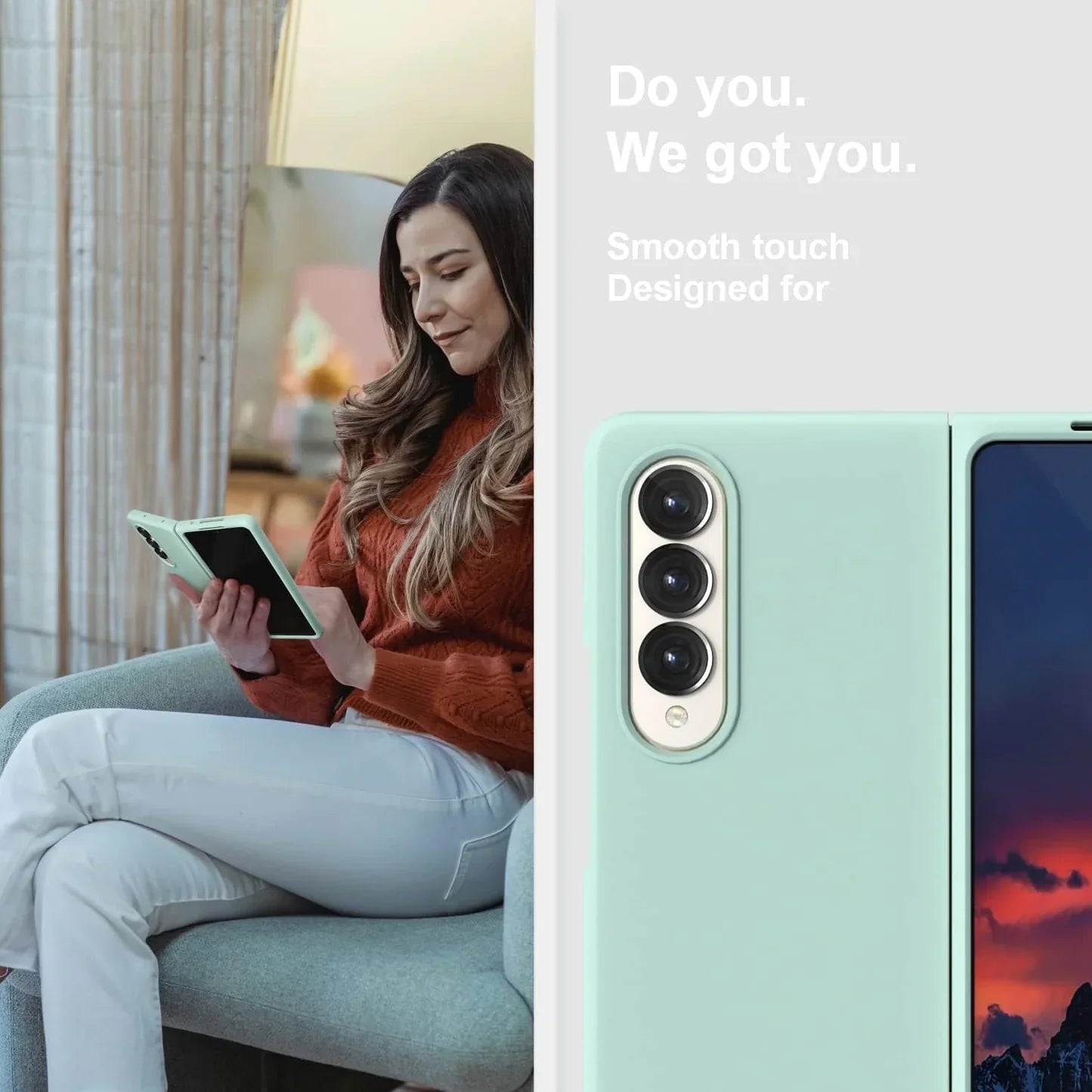 Samsung Galaxy Z Fold 3 Silicon Case Liquid Silicon Inner Fabric with Logo