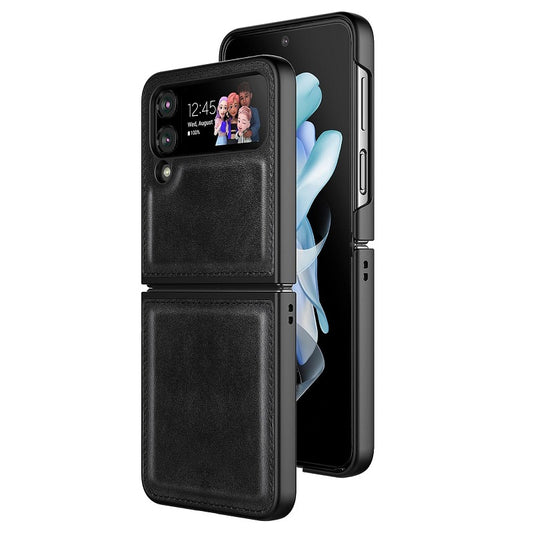 Samsung Galaxy Z Flip 4 Plain Leather Case-Black