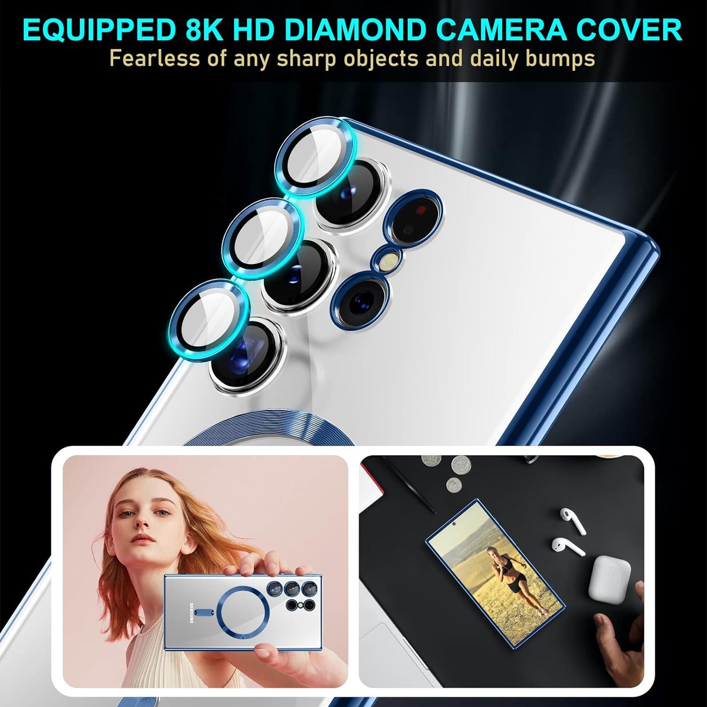 Samsung Galaxy S24 Ultra Transparent Electroplating Magsafe Case with Camera Protection