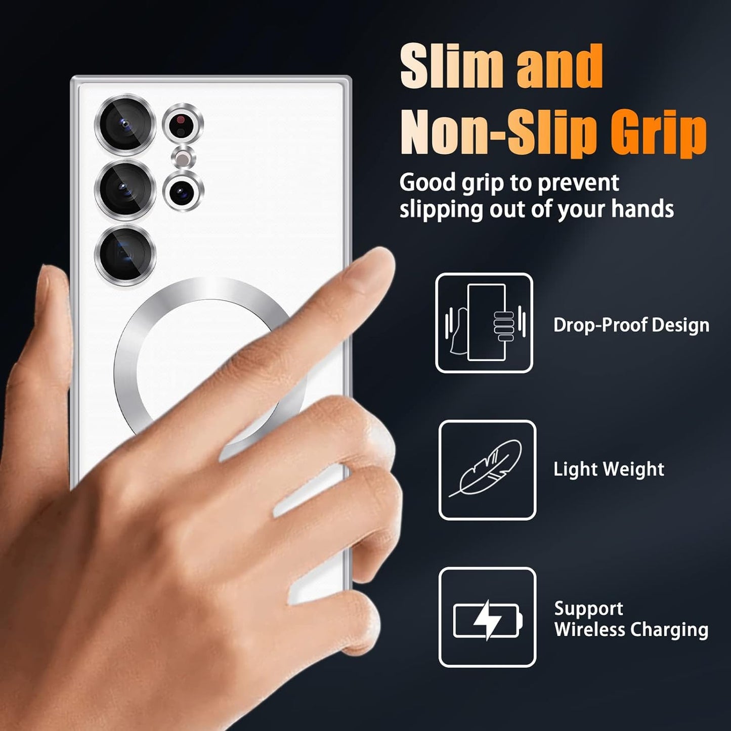 Samsung Galaxy S24 Ultra Transparent Electroplating MagSafe Case with Camera Protection