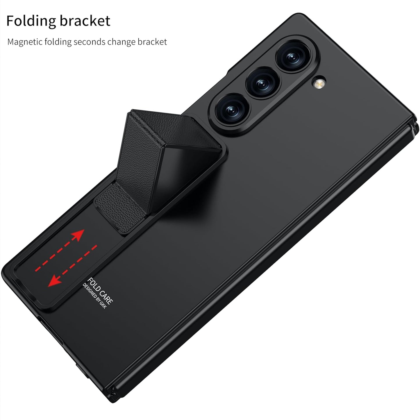 Samsung Galaxy Z Fold 6 GKK Ultra Thin Case with Foldable Kick Stand Front in-Built Glass - Titanium