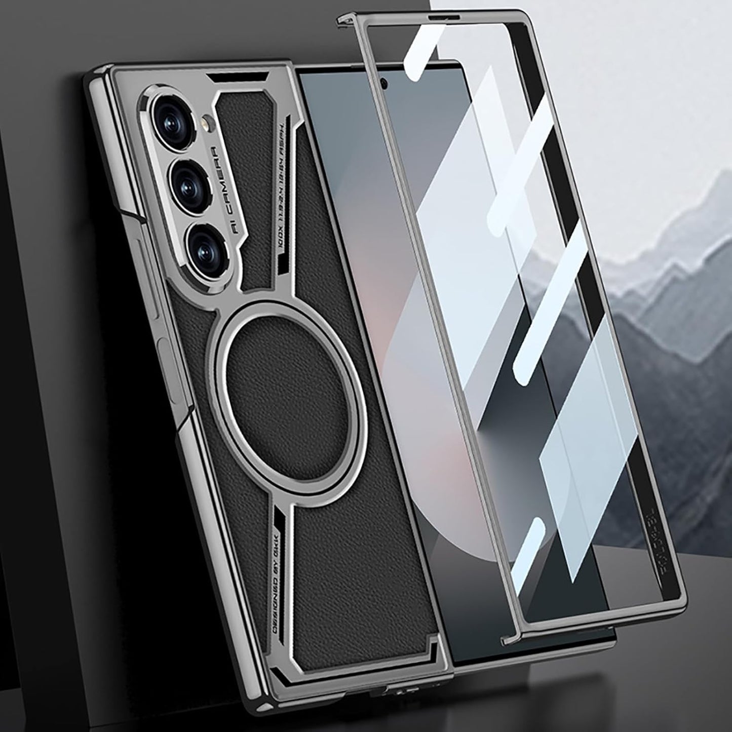 Samsung Galaxy Z Fold6 GKK Z Leather Shockproof Case with Glass