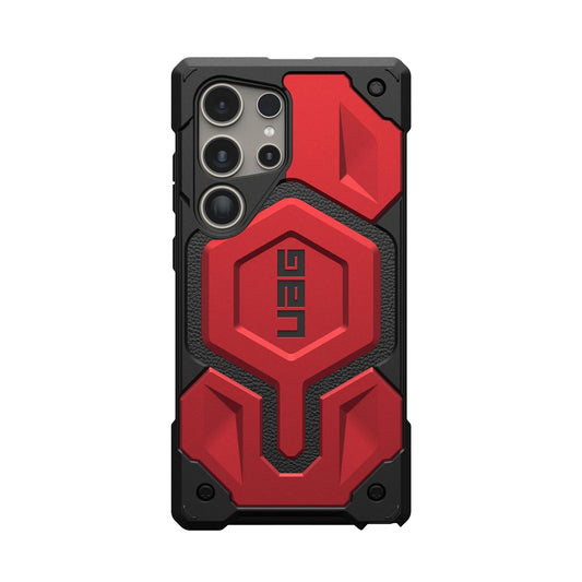 Samsung Galaxy S24 Ultra Monarch Pro Inner Leather Rugged Armor UAG Case with Magsafe - Red
