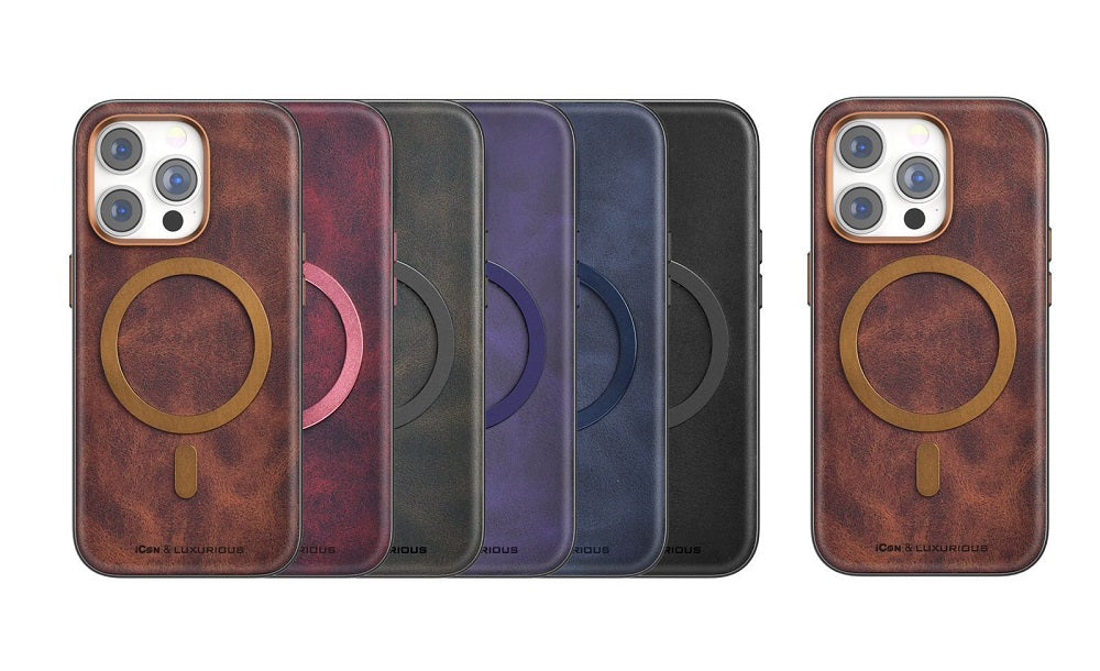 iPhone 15 Luxurious Leather Magsafe Case- Brown