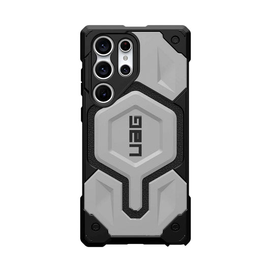 Samsung Galaxy S24 Ultra Monarch Pro Inner Leather Rugged Armor UAG Case with Magsafe - Silver