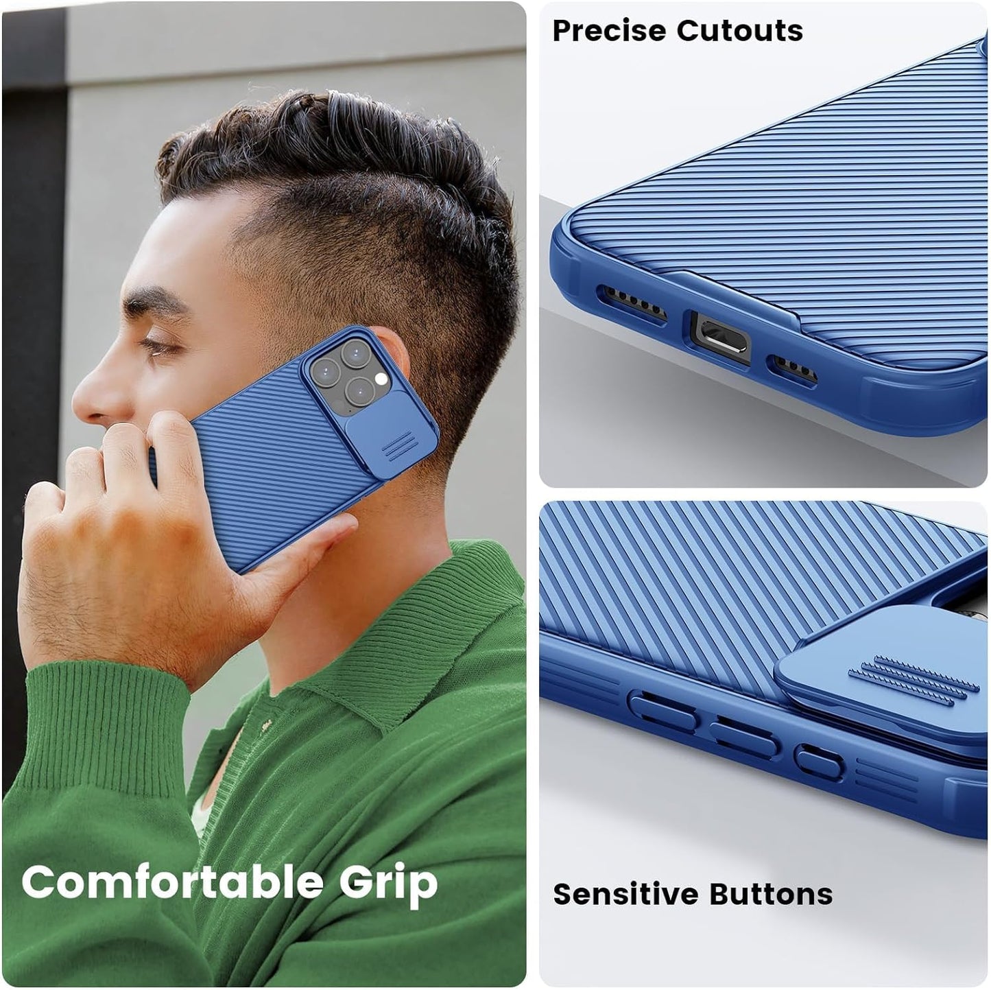 iPhone 15 Pro Max Original Cam-Shield Camera Slider (Shutter) Double Layered Protection TPU + PC - Blue