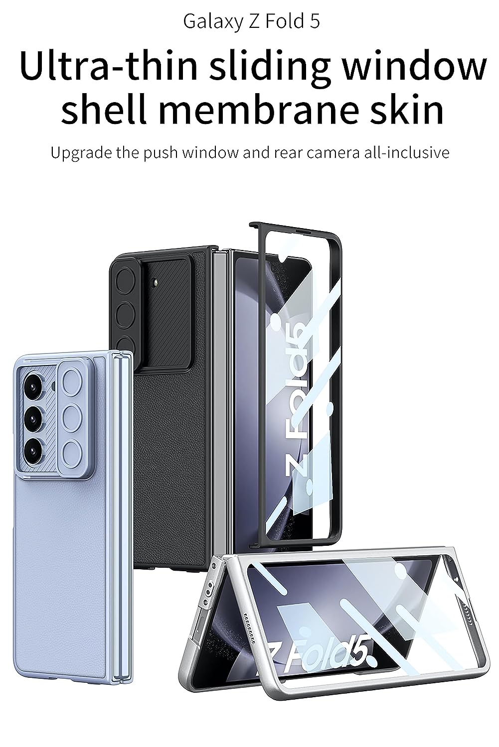 Samsung Galaxy Z Fold 5 P.U Leather with Camera Shutter Case-Matte Blue