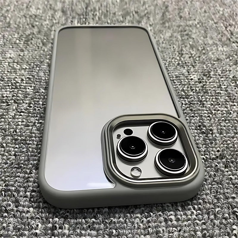 iPhone 15 Pro Hybrid Shockproof Slim Transparent Back Cover- Titanium Grey