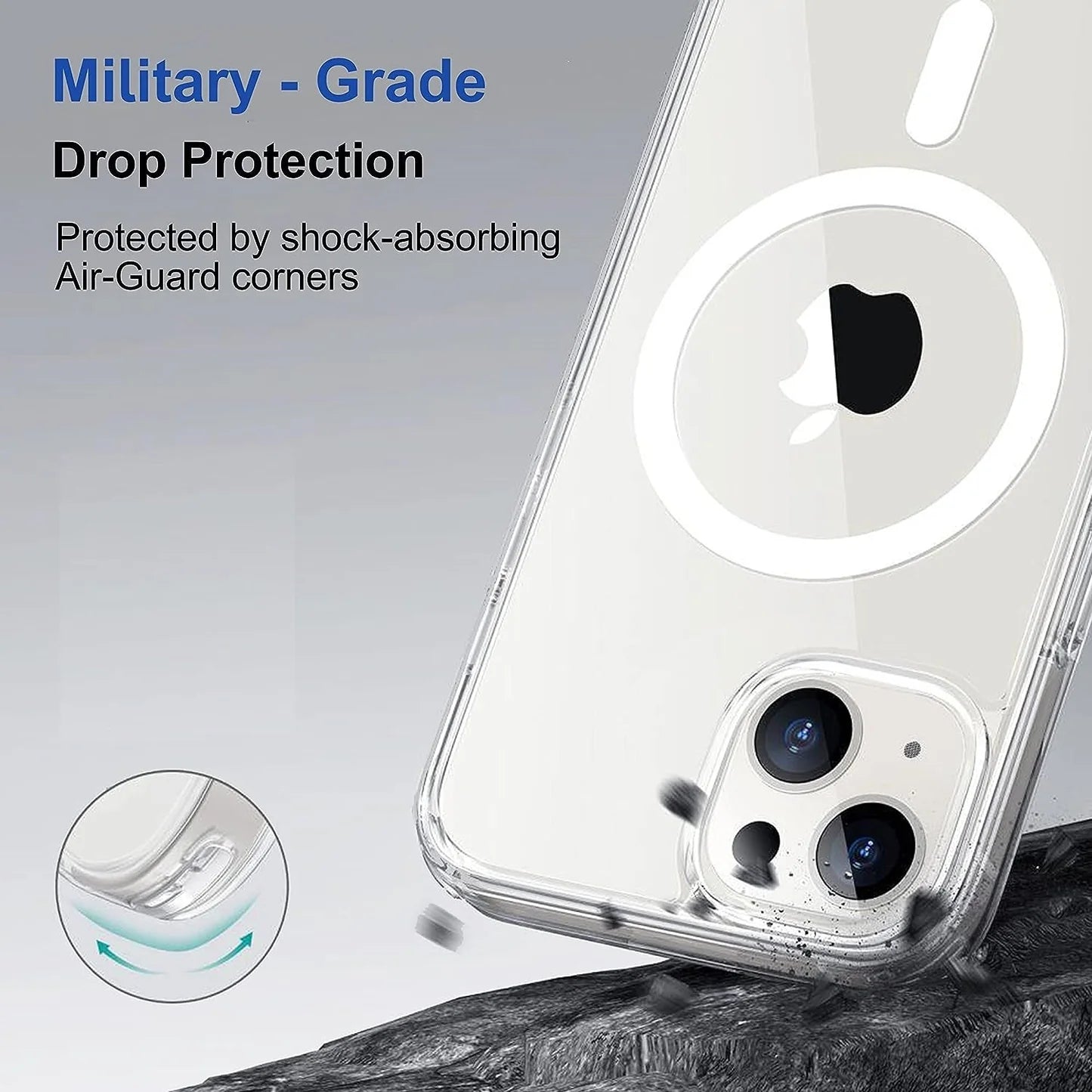 iPhone 15 Plus Anti-Knock TPU Transparent MagSafe Case