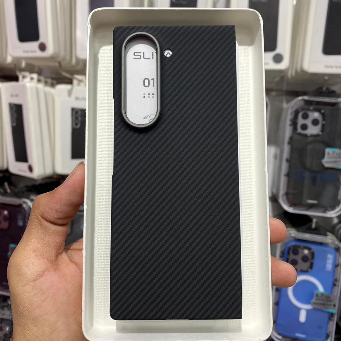 Samsung Galaxy Z Fold6 Carbon Fiber Case, 0.5mm Super Slim Original SLIVA Carbon Fiber - Black
