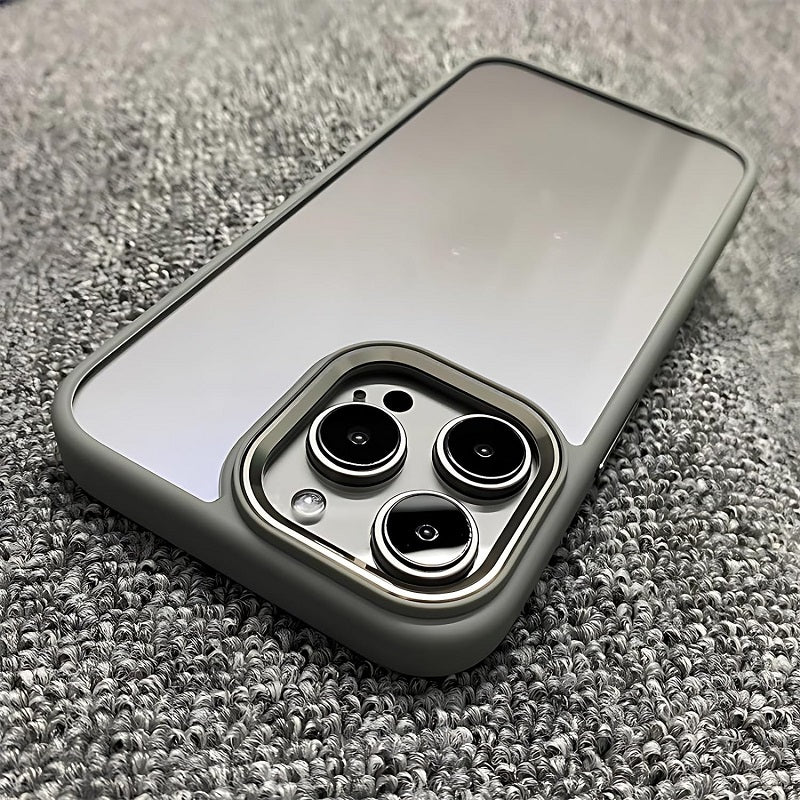 iPhone 15 Pro Hybrid Shockproof Slim Transparent Back Cover- Titanium Grey