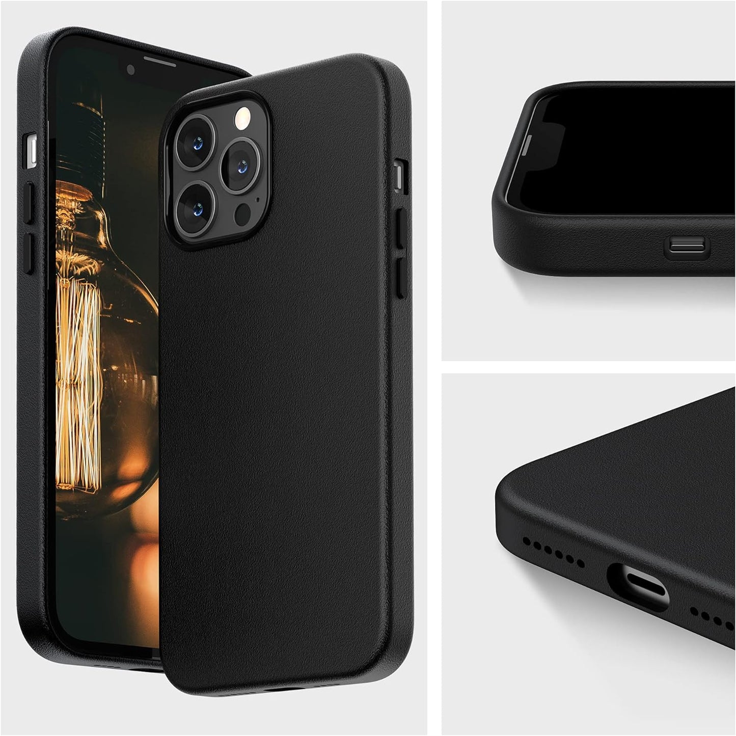iPhone 14 Pro Kzdoo Noble Collection Classic Series Genuine Leather Case - Black