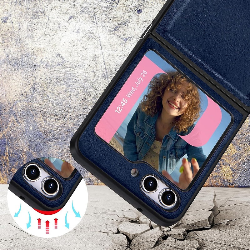 Samsung Galaxy Z Flip 5 Plain Leather Case-Blue