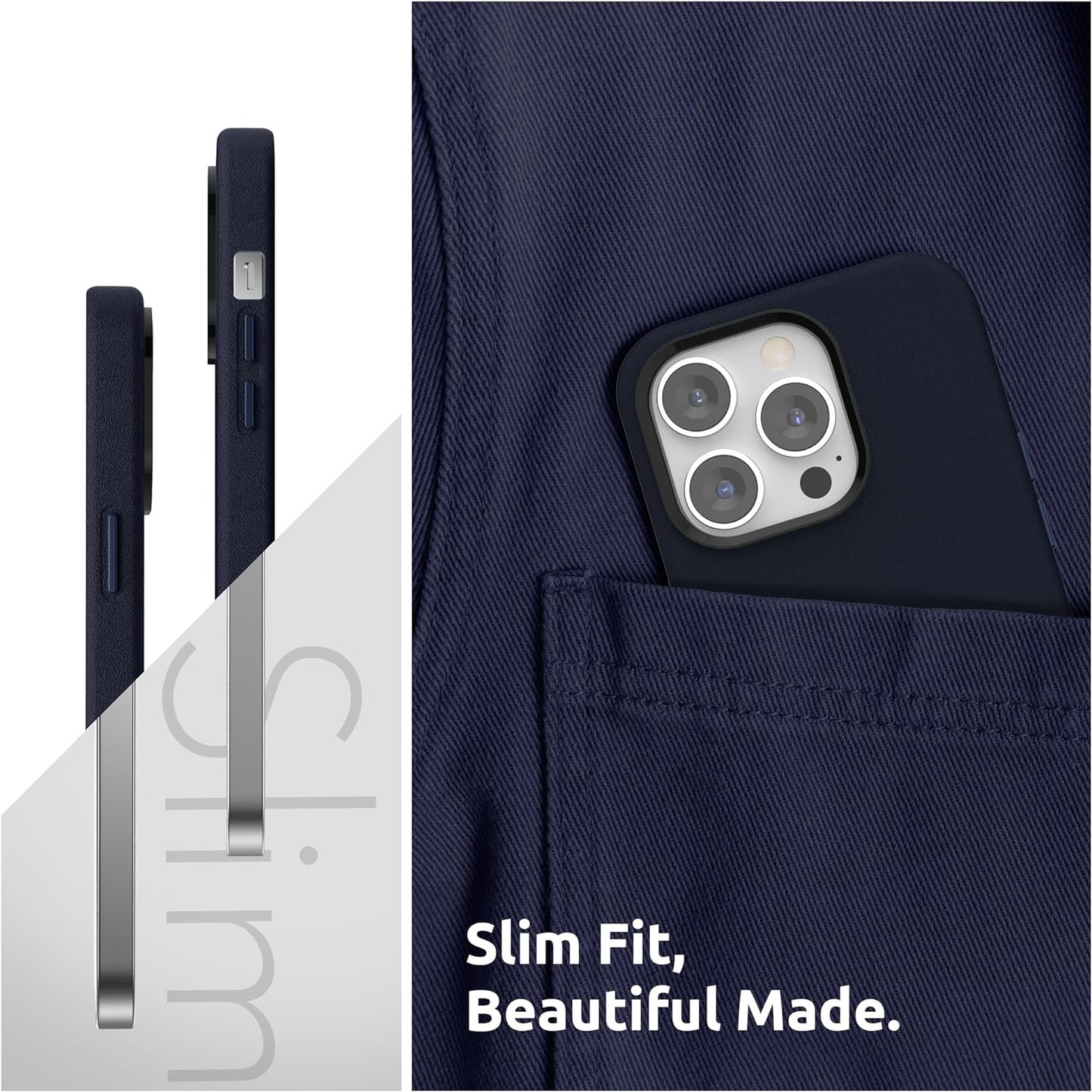 iPhone 14 Pro Kzdoo Noble Collection Classic Series Genuine Leather Case - Blue