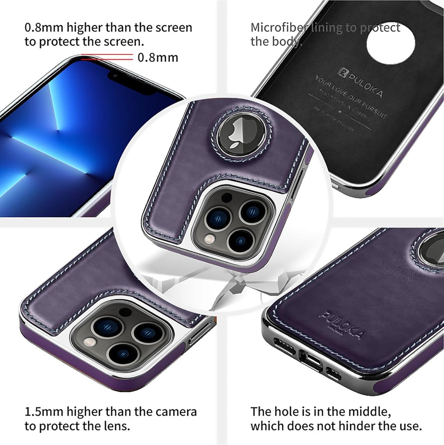 iPhone 15 Pro Leather Case Original Luxurious Premium Quality leather Case- Purple