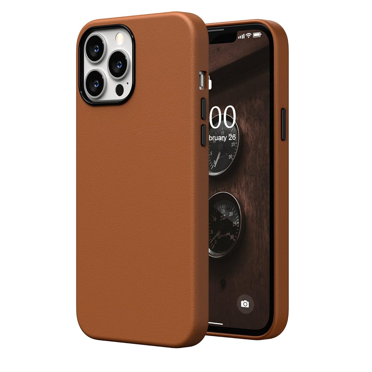 iPhone 14 Pro Genuine Leather Case - Brown
