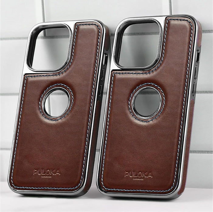 iPhone 15 Leather Case Original Luxurious Premium Quality leather Case- Dark Brown