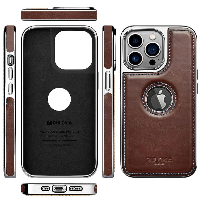 iPhone 15 Leather Case Original Luxurious Premium Quality leather Case- Dark Brown