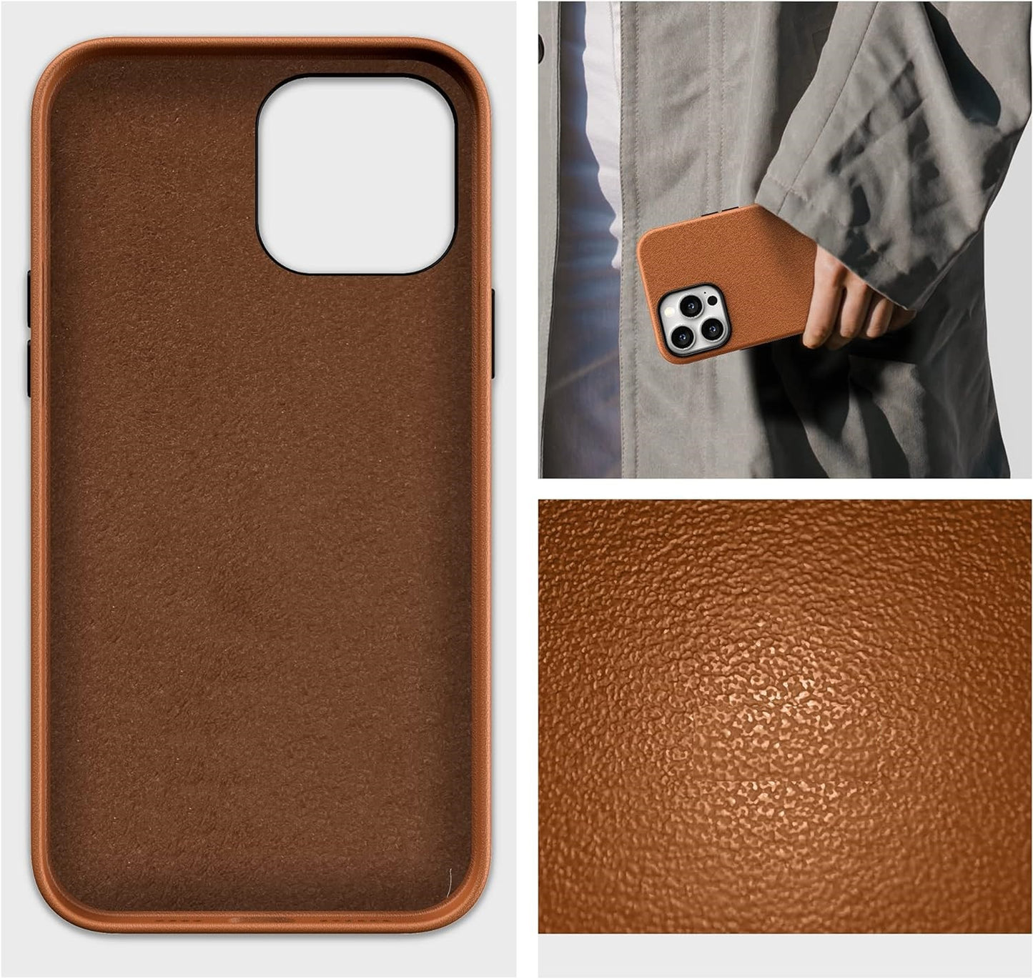 iPhone 14 Plus Genuine Leather Case - Dark Brown
