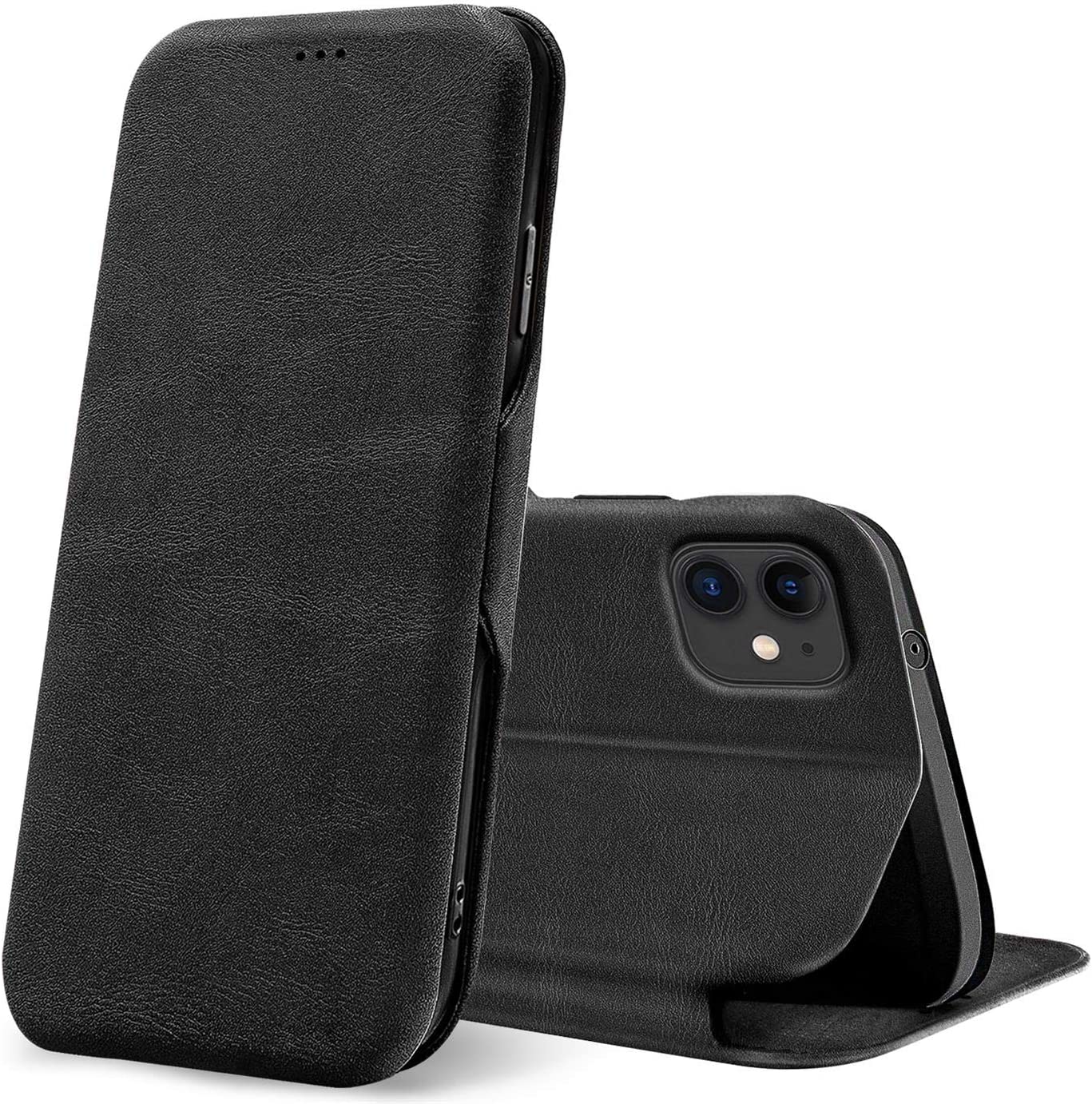 iPhone 11 Leather Flip Cover Stand With Card Holder Logo Cut Case